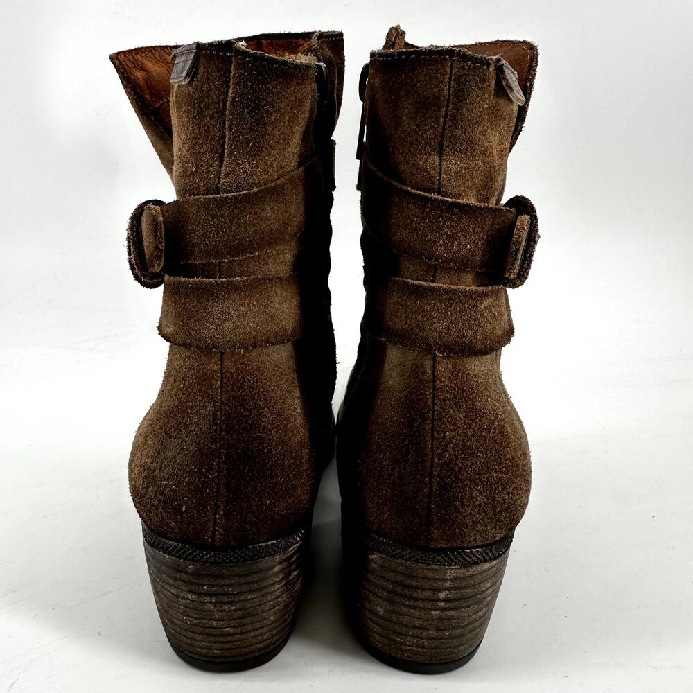Pikolinos Baqueira Cowboy Ankle Zip Suede Boots Western Block Heel Tan 8.5 - Picture 5 of 7